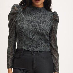 Dynamite Cropped Snake Print Blouse